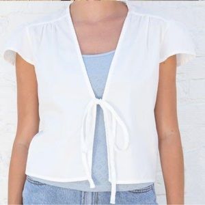 Brandy Melville Adriana tie front top white